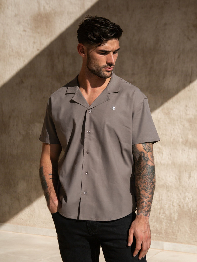 Nador Open Collared Shirt - Mocha Brown