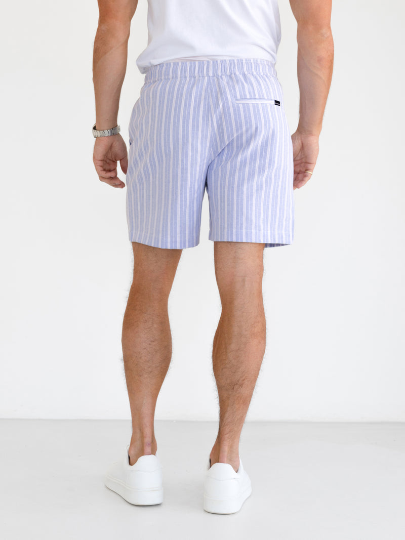 Ellis Relaxed Stripe Shorts - Light Blue