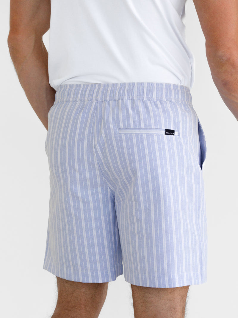Ellis Relaxed Stripe Shorts - Light Blue