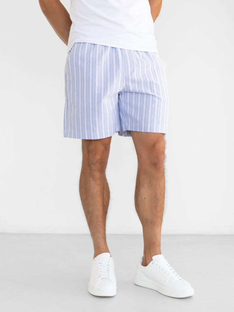 Ellis Relaxed Stripe Shorts - Light Blue