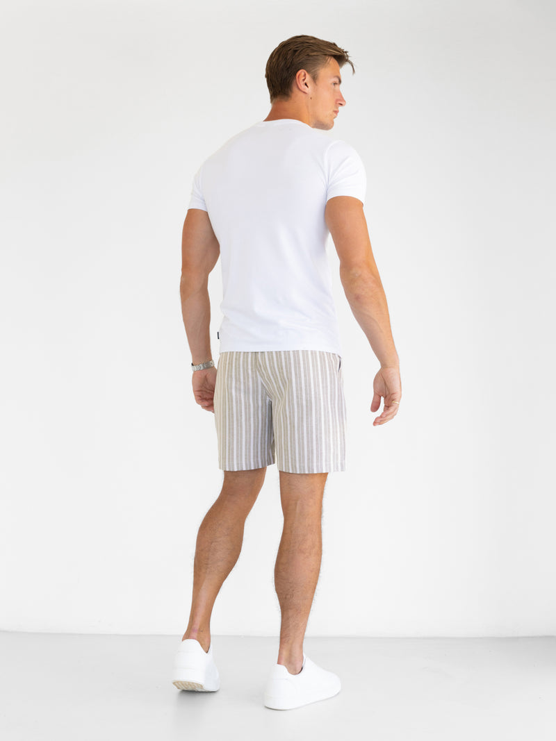 Ellis Relaxed Stripe Shorts - Grey