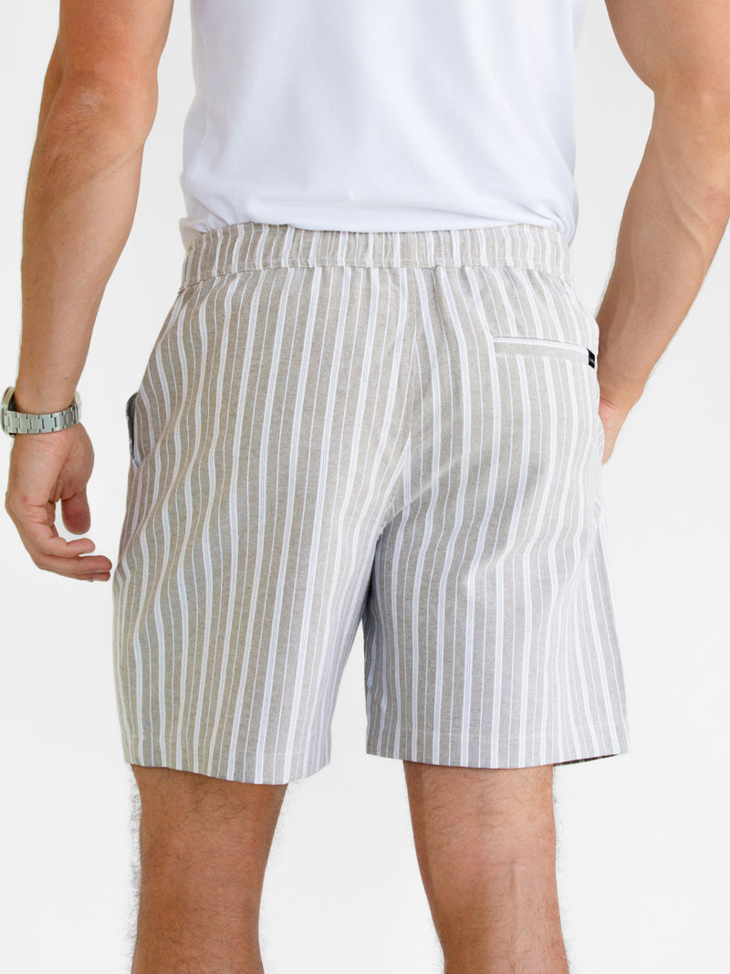 Ellis Relaxed Stripe Shorts - Grey