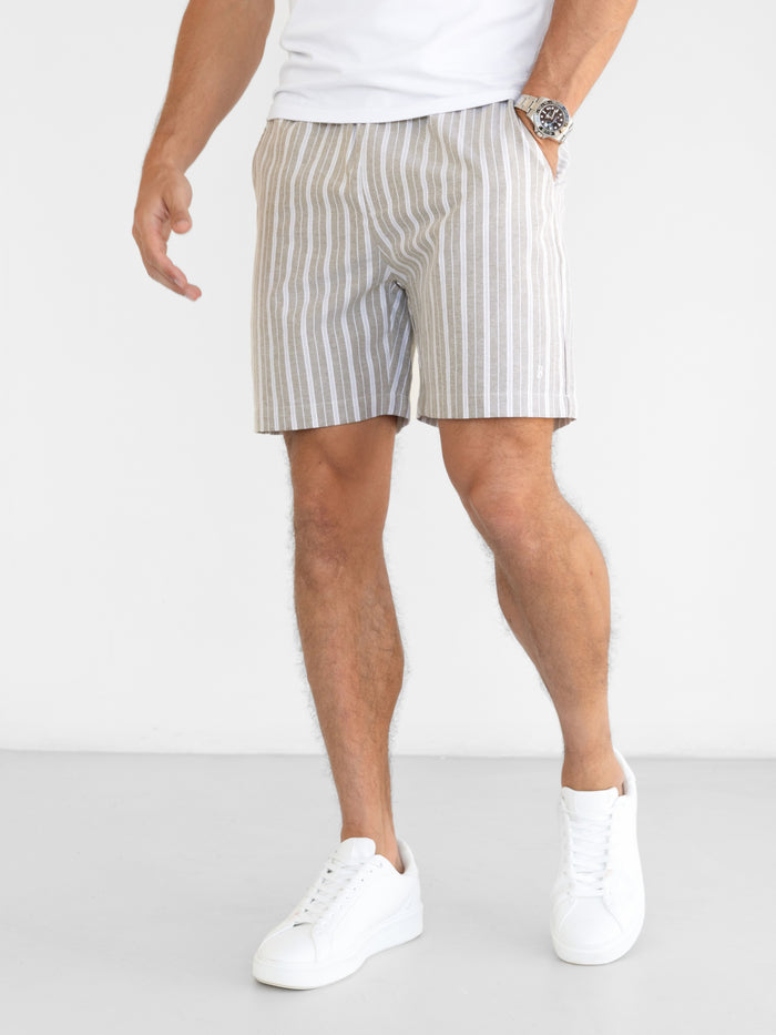 Ellis Relaxed Stripe Shorts - Grey