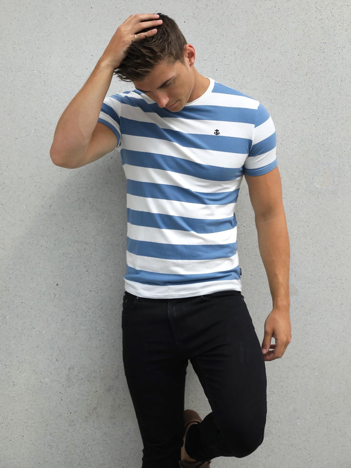 Loano Stripe T-Shirt - Mid Blue