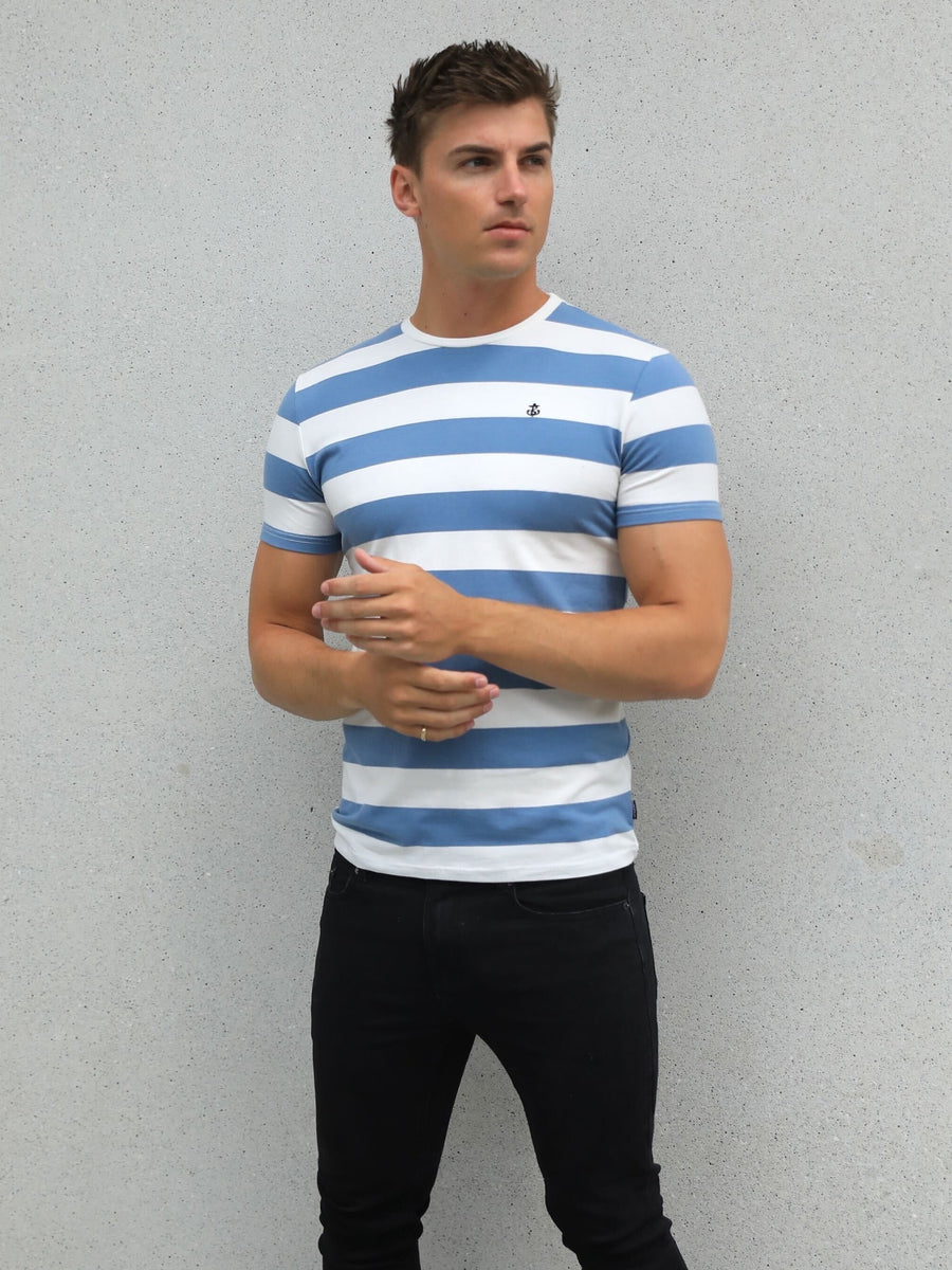 Loano Stripe T-Shirt - Mid Blue