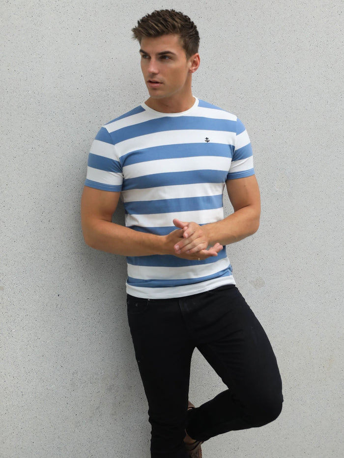 Loano Stripe T-Shirt - Mid Blue