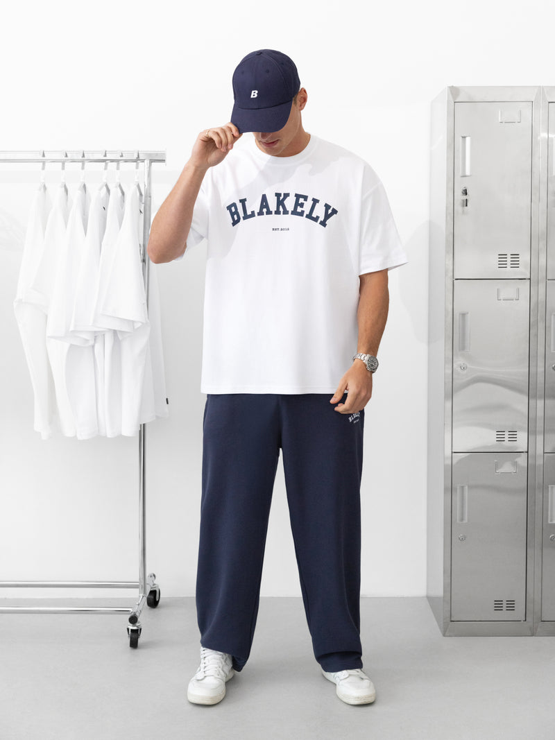 Varsity Unfitted T-Shirt - White & True Navy