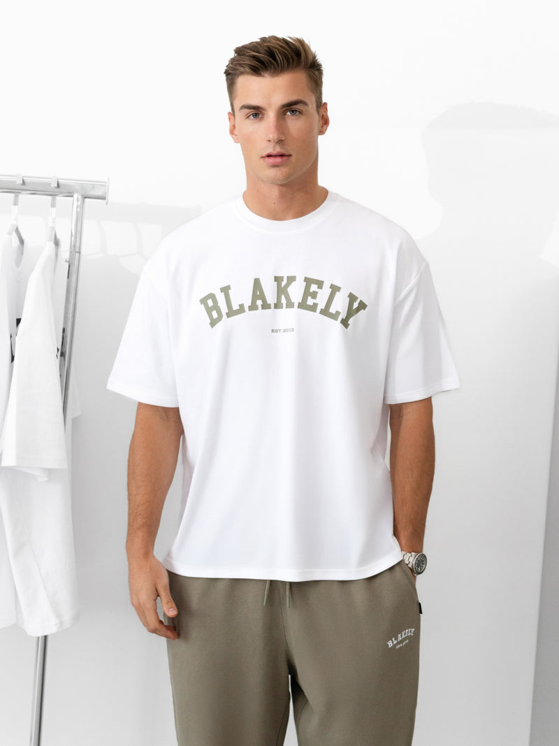 Varsity Unfitted T-Shirt - White & Safari Green
