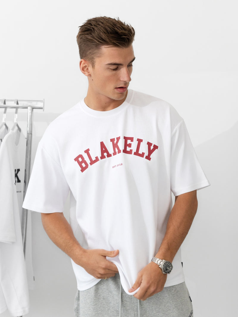 Varsity Unfitted T-Shirt - White & Red