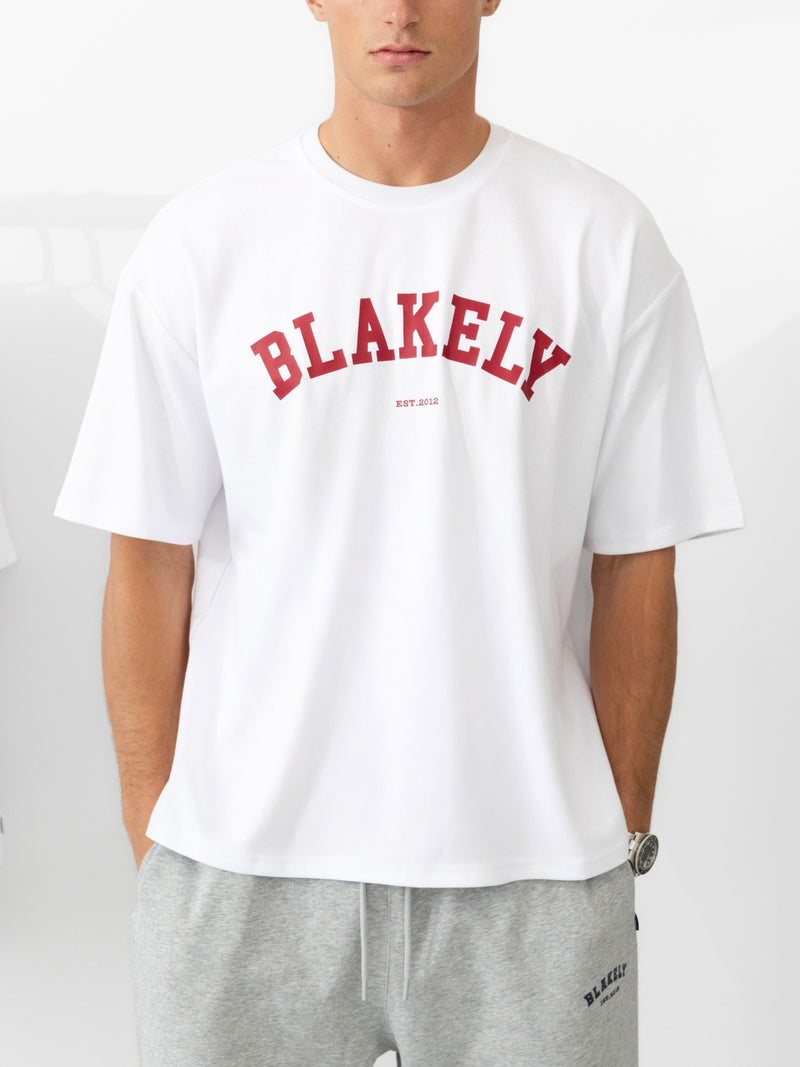 Varsity Unfitted T-Shirt - White & Red