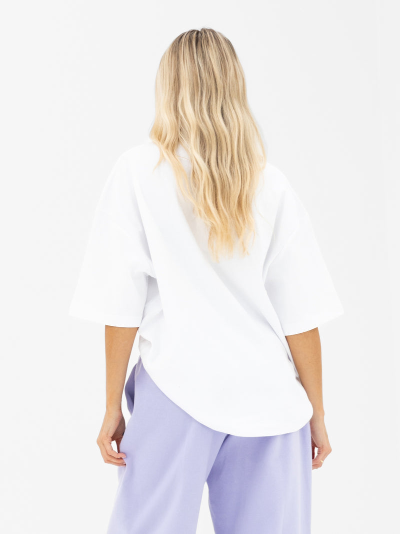 Varsity Ultra Oversized T-Shirt - White & Lilac