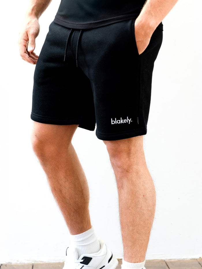 Blakely Logo Relaxed Jogger Shorts - Black