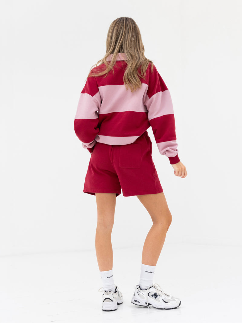 Harper Jogger Shorts - Berry Red