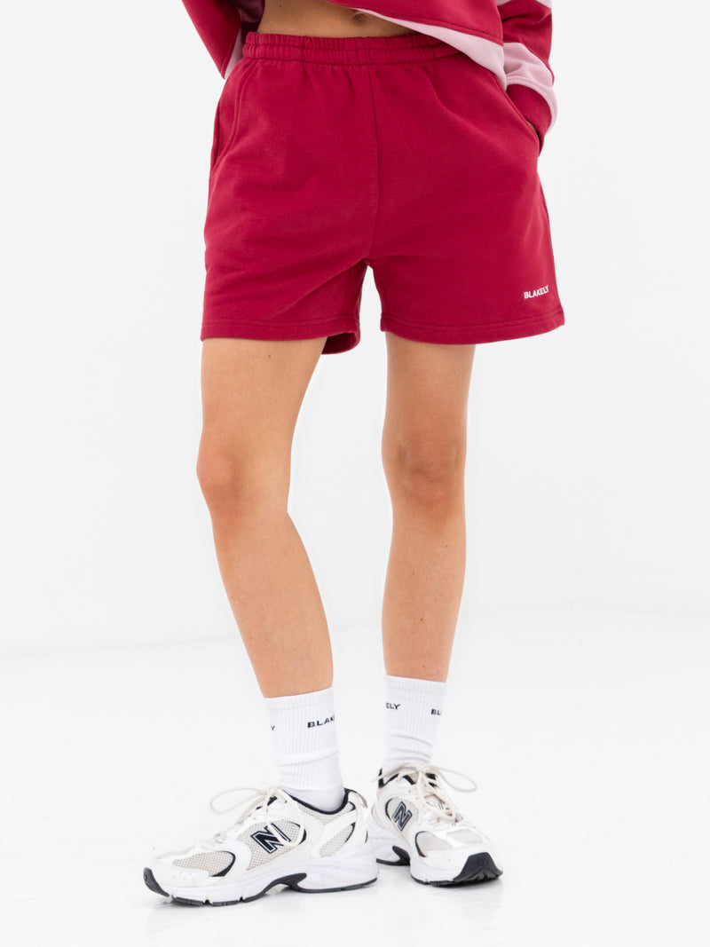 Harper Jogger Shorts - Berry Red