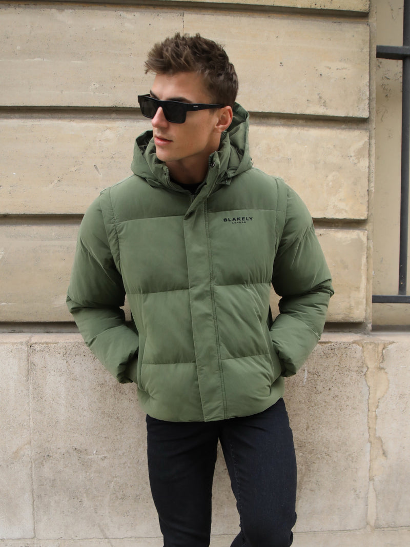 Ultimate Multiway Puffer Coat Khaki Green Extra Small