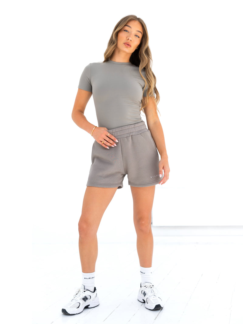 Isabel Jogger Shorts - Neutral Grey