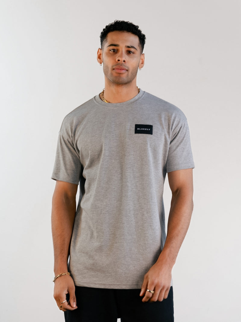 Label Relaxed T-Shirt - Marl Grey