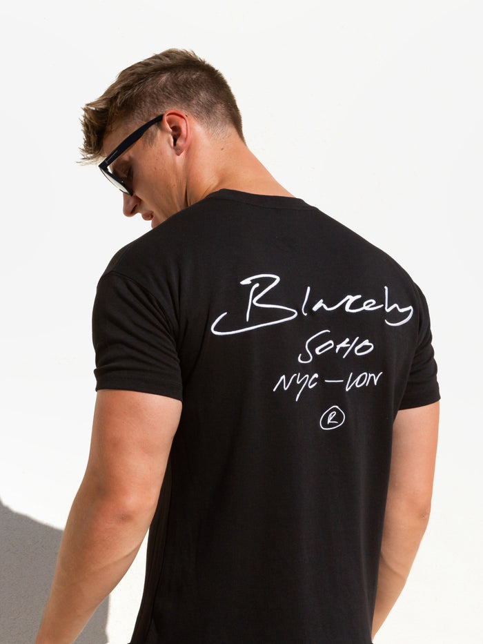 Soho Relaxed Script T-Shirt - Black