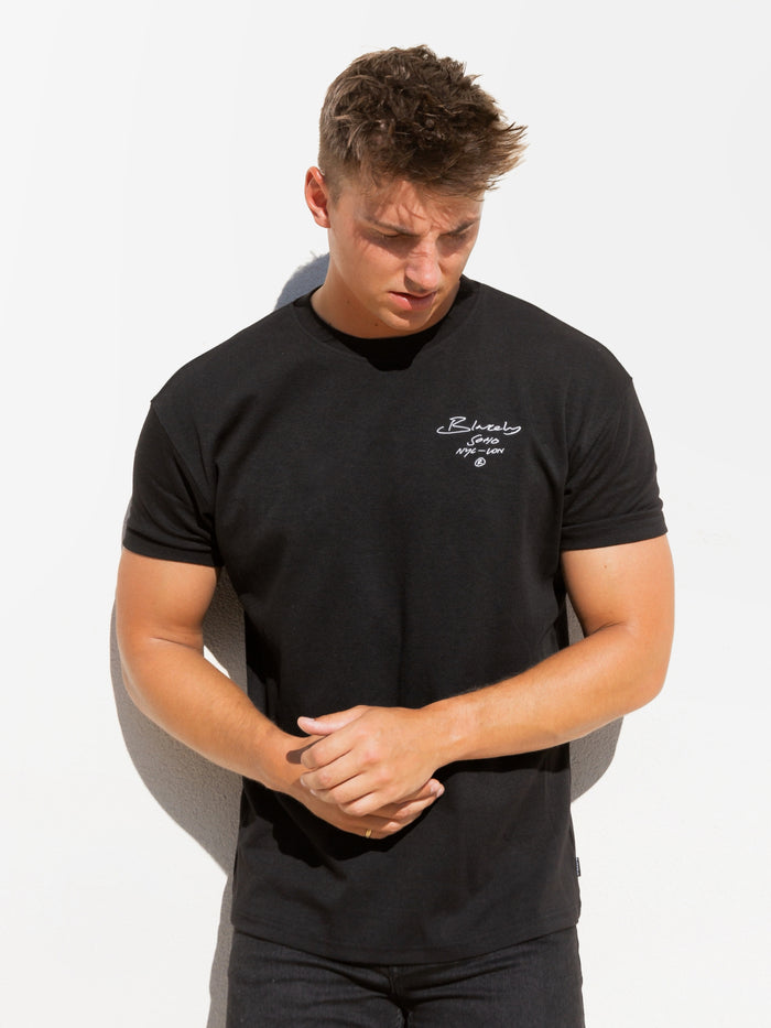 Soho Relaxed Script T-Shirt - Black