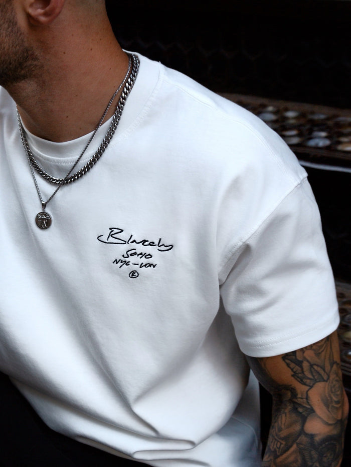 Soho Relaxed Script T-Shirt - White