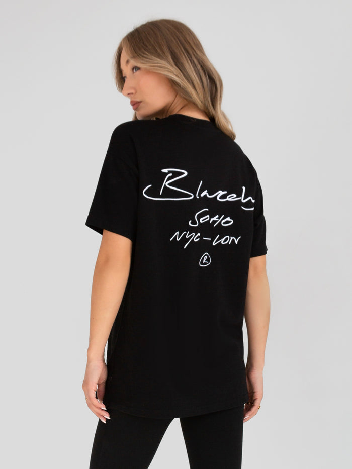 Soho Oversized Script T-Shirt - Black