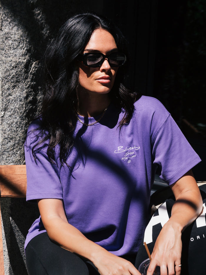 Soho Oversized Script T-Shirt - Purple