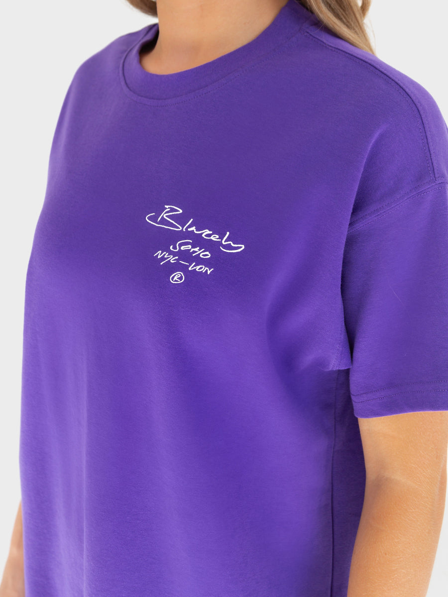 Soho Oversized Script T-Shirt - Purple