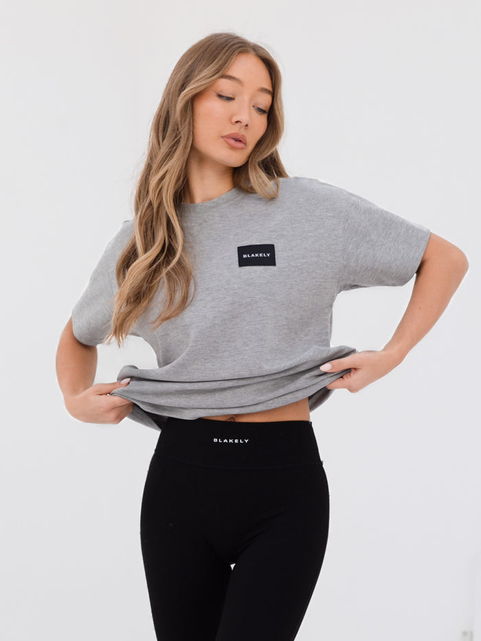 Label Oversized T-Shirt - Marl Grey