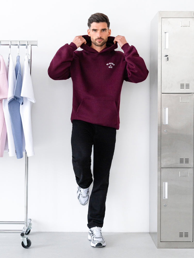 NYC Relaxed Hoodie - Dark Burgundy