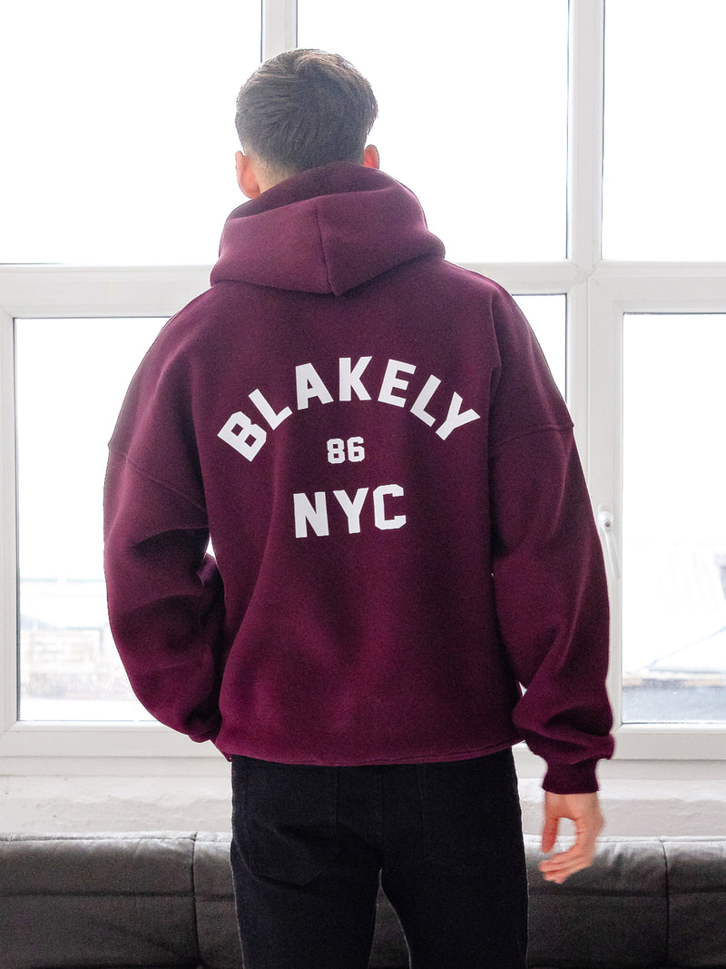 NYC Relaxed Hoodie - Dark Burgundy