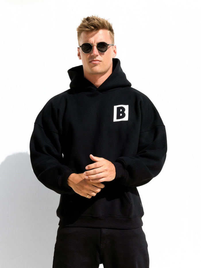 Offset Relaxed Hoodie - Black