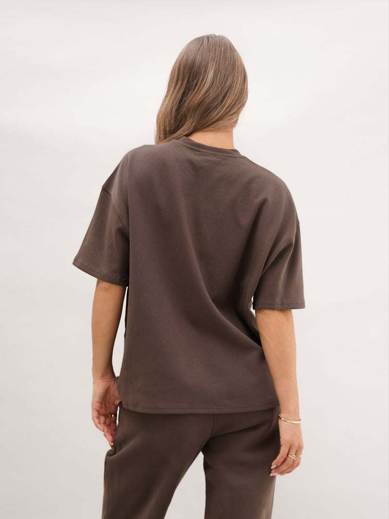 Blakely Basic Boxy Oversized T-Shirt - Cocoa Brown
