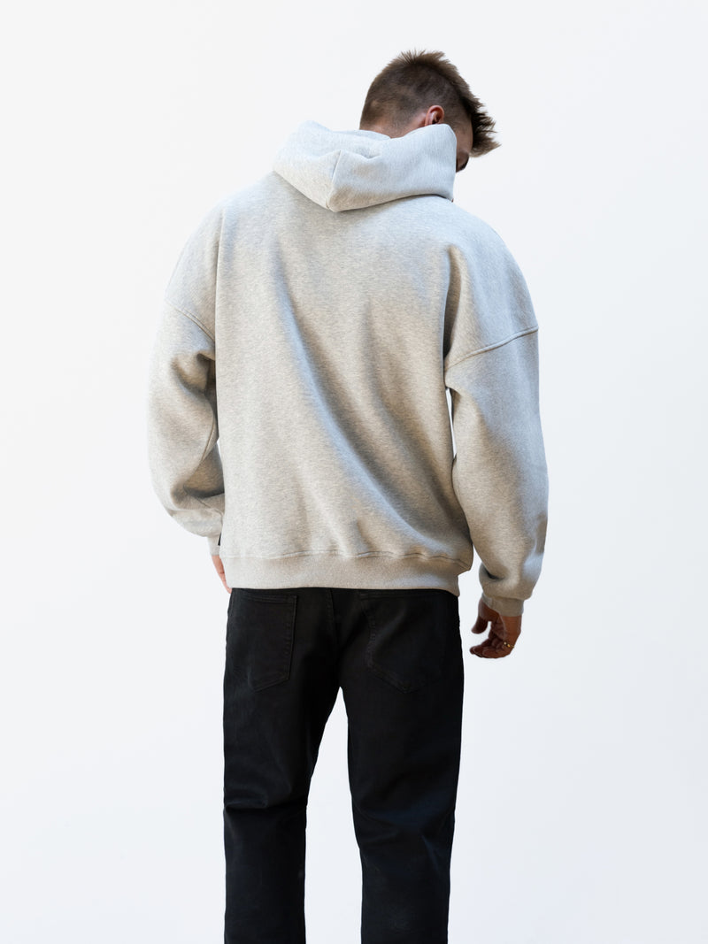 Logo Relaxed Hoodie - Marl Grey