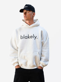 Logo Relaxed Hoodie - Marl White