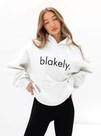 Logo Oversized Hoodie - Marl White