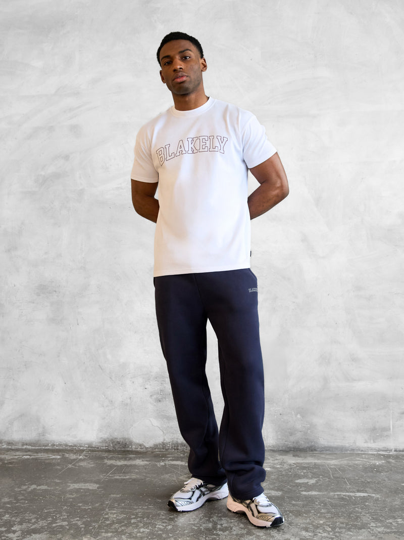 Outline Varsity Relaxed T-Shirt - White & Old Burgundy