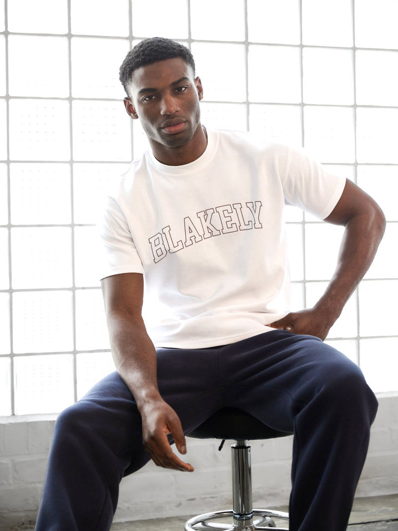 Outline Varsity Relaxed T-Shirt - White & Old Burgundy