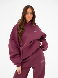 Outline Heritage Oversized Hoodie - Old Burgundy