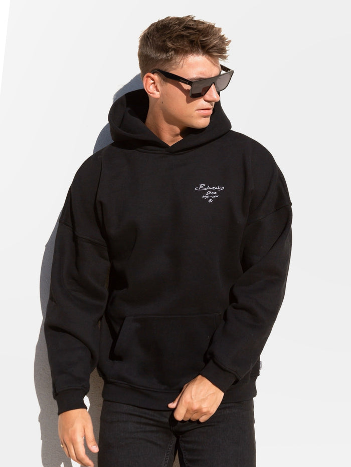 Soho Relaxed Script Hoodie - Black