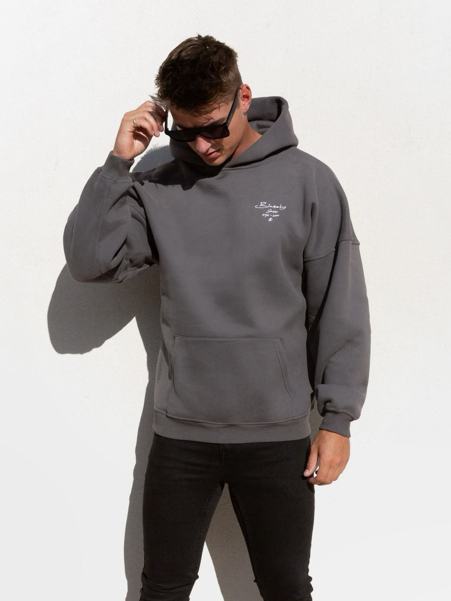 Soho Relaxed Script Hoodie - Charcoal