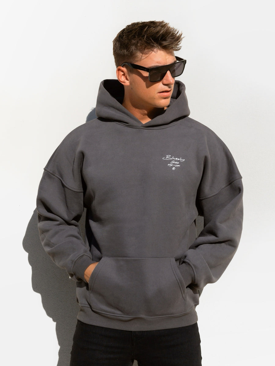 Soho Relaxed Script Hoodie - Charcoal