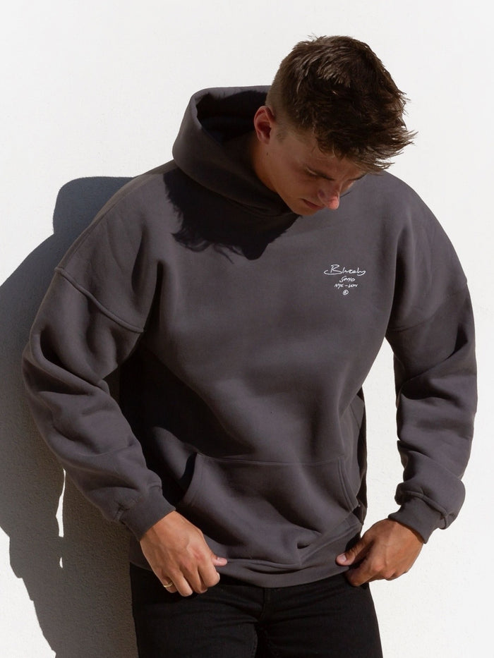 Soho Relaxed Script Hoodie - Charcoal