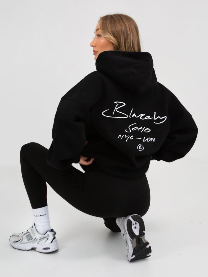 Soho Script Hoodie - Black