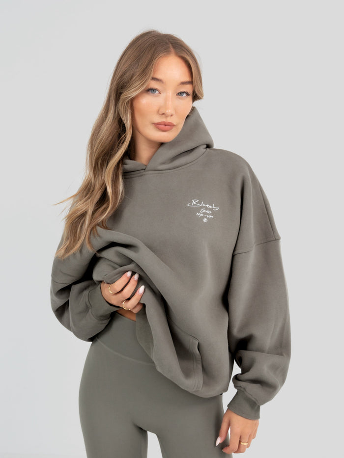 Soho Script Hoodie - Safari Green