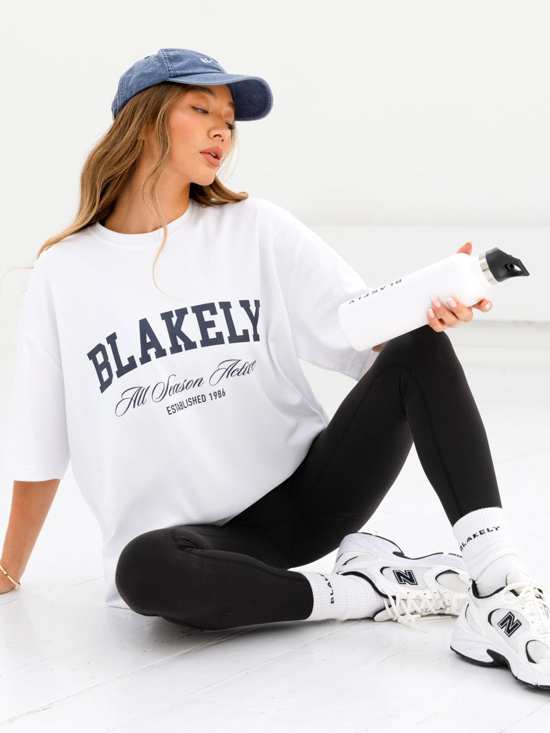 Melrose Ultra Oversized T-Shirt - White & True Navy