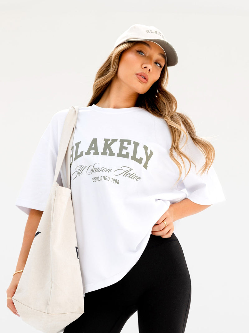 Melrose Ultra Oversized T-Shirt - White & Safari Green