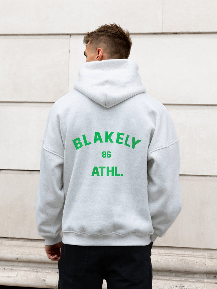 Niko Relaxed Hoodie - Marl White & Bold Green