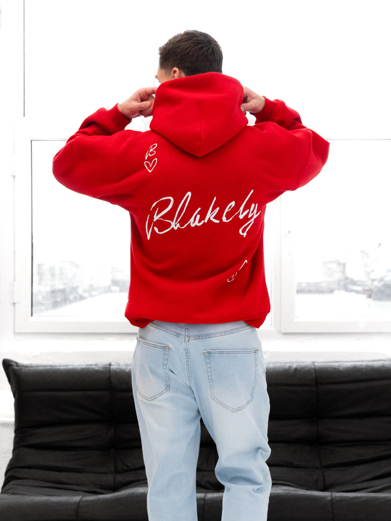 Amos Relaxed Hoodie - Hot Red