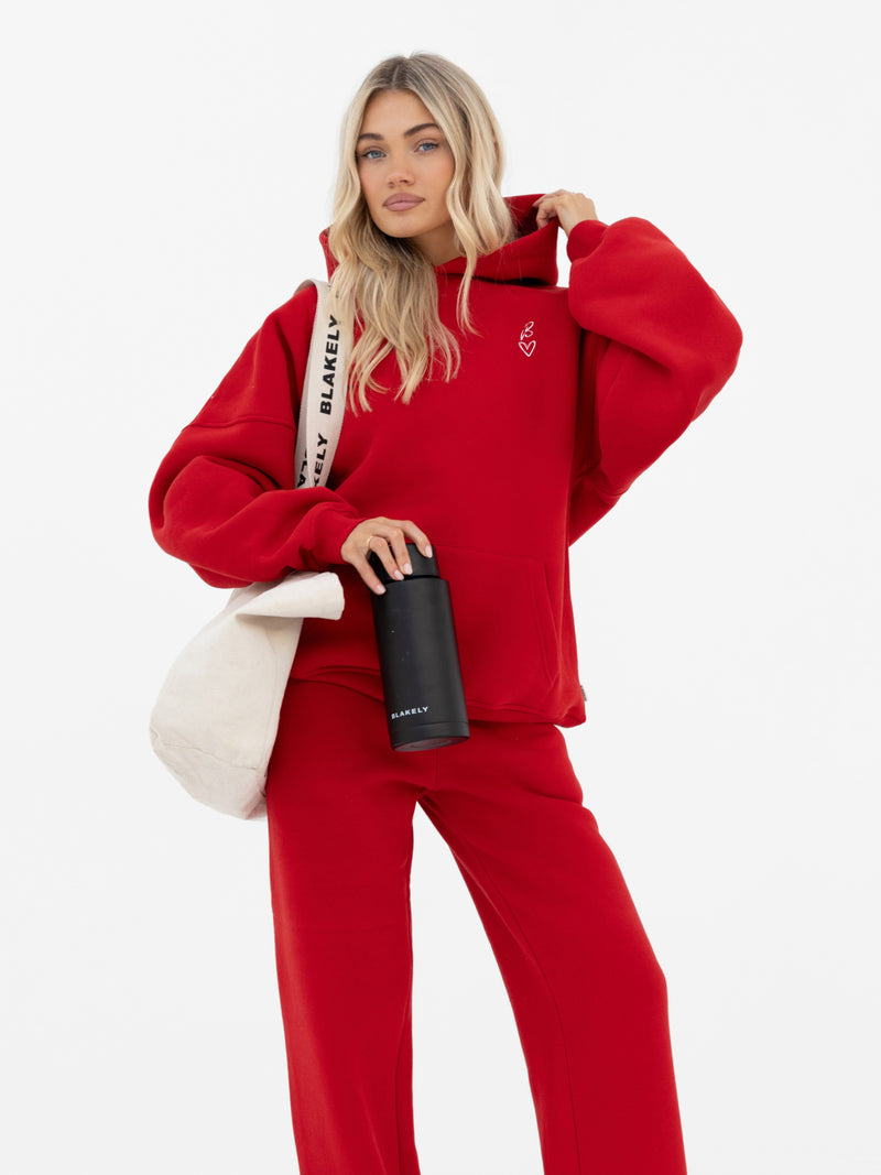 Esme Oversized Hoodie - Hot Red