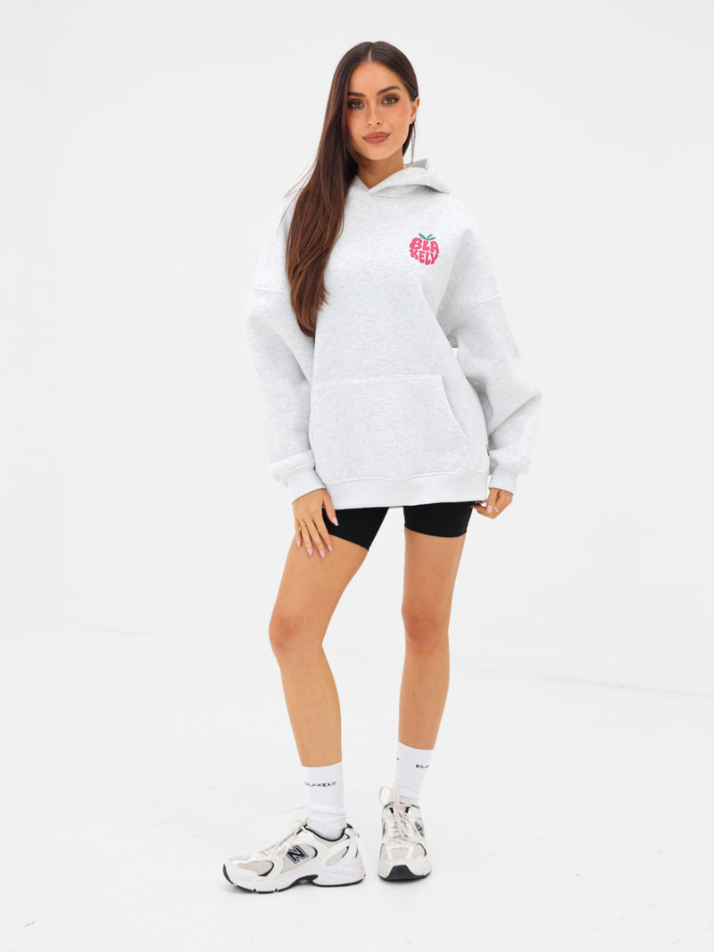 Raspberry Bubble Print Oversized Hoodie - Marl White